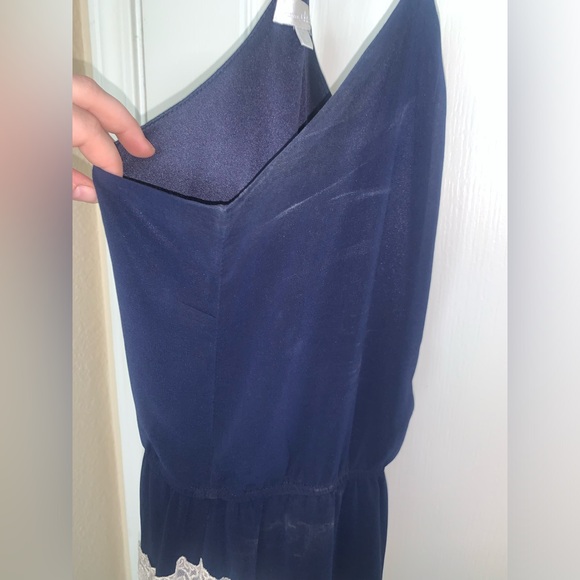 Charming Charlie Navy and White Floral Lace Long Maxi Dress - Picture 5 of 14